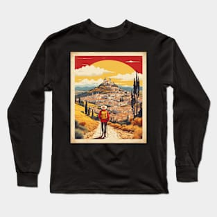 Camino de Santiago Spain Travel Tourism Retro Vintage Art Long Sleeve T-Shirt